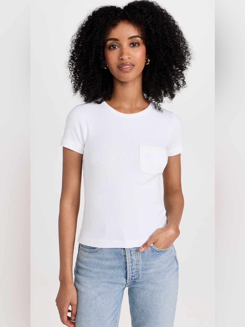 Agolde Arlo Rib Pocket Organic Stretch Cotton Short Sleeve Tee Shirt EUC Size M